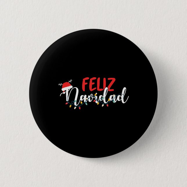 Macaron Rond 5 Cm Feliz Navidad Merry Christmas Xmas Lights Pajamas  (Devant)