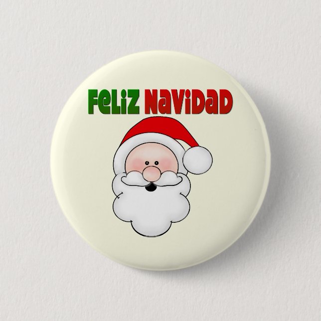 Macaron Rond 5 Cm Feliz Navidad Spanish Père Noël (Devant)
