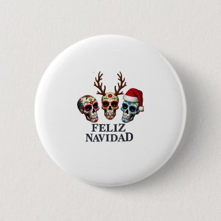 Macaron Rond 5 Cm Feliz Navidad Sugar Skulls Reindeer Santa Mexican 