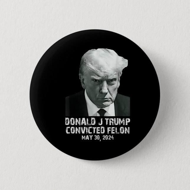 Macaron Rond 5 Cm Felon Donald Trump Coupable De Le Verrouiller Dans (Devant)