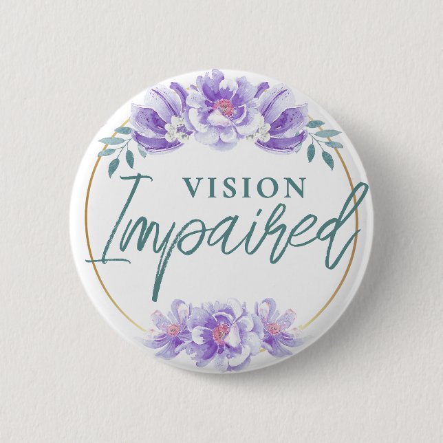 Macaron Rond 5 Cm Feminine Violet Rose Floral Script Vision Imparée (Devant)