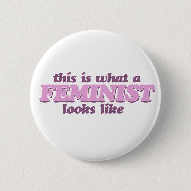 Macaron Rond 5 Cm Féminisme rose (Devant)