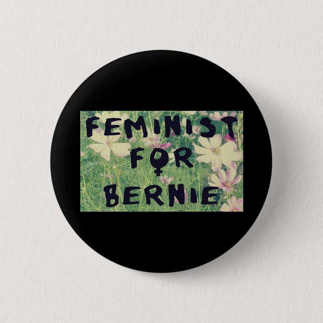Macaron Rond 5 Cm Féministe pour les ponceuses 2016 de Bernie (Devant)