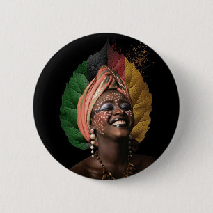 Macaron Rond 5 Cm Femme africaine artistique