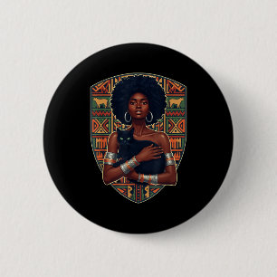 Macaron Rond 5 Cm Femme afro chat noir art africain reine mélanine
