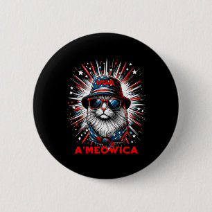 Macaron Rond 5 Cm Femme Ameowica Funny Patriotique Chat Meowica 4t