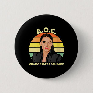 Macaron Rond 5 Cm Femme Aoc Alexandria Ocasio-cortez First Femme P