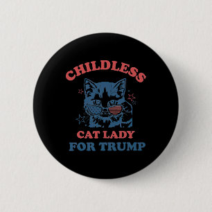 Macaron Rond 5 Cm Femme Au Chat Sans Enfant Pour Trump Élection Drôl