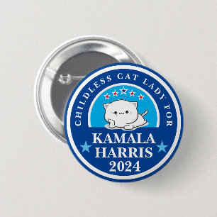 Macaron Rond 5 Cm Femme avec chats sans enfants pour Kamala Harris