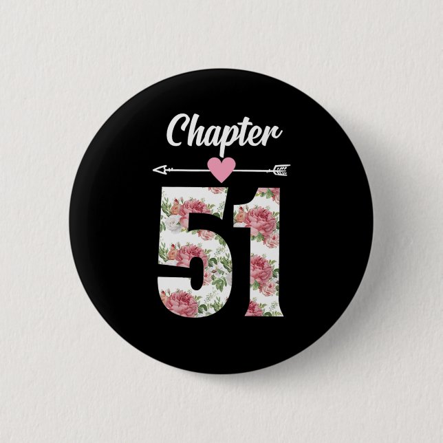 Macaron Rond 5 Cm Femme Chapitre 51 Ans 51e Anniversaire Fête Co (Devant)