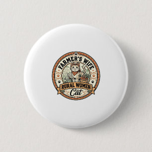 Macaron Rond 5 Cm Femme d'agriculteur Femmes rurales Chat Femme d'ag