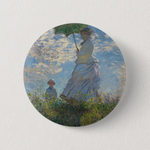 Macaron Rond 5 Cm Femme de Claude Monet avec un parasol 1875