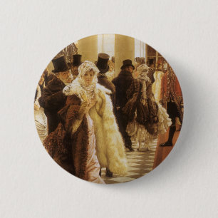 Macaron Rond 5 Cm Femme de Mode par Tissot, Art Victorien Ancien
