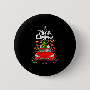 Macaron Rond 5 Cm Femme drôle de père Noël conduisant un chariot cam