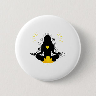 Macaron Rond 5 Cm Femme en méditation Yoga Spiritualité Pleine consc
