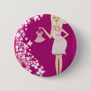 Macaron Rond 5 Cm femme enceinte blonde