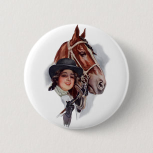 Macaron Rond 5 Cm Femme équestre
