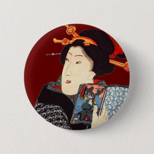 Macaron Rond 5 Cm Femme japonaise 2 de lecture