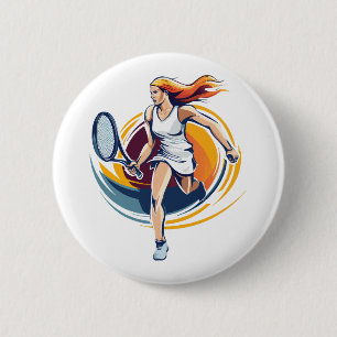 Macaron Rond 5 Cm femme jouant au tennis