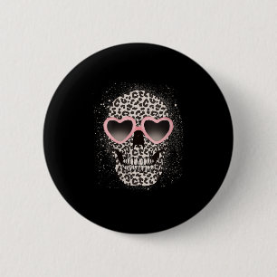 Macaron Rond 5 Cm Femme Léopard Gothique Cool Skeleton Cheetah