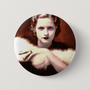 Macaron Rond 5 Cm Femme magnifique des années 1920 avec les yeux