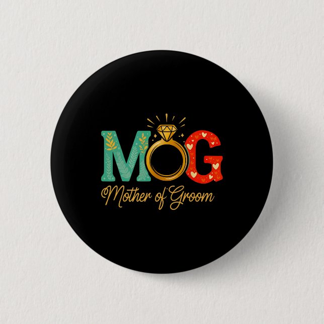 Macaron Rond 5 Cm Femme Mère De La Groom Mob Mog Maman Mariage Bac (Devant)