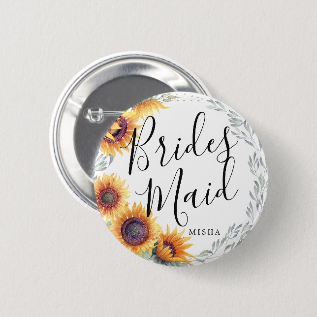 Macaron Rond 5 Cm Femme-mère Florales de tournesol Nom personnalisé  (Devant & derrière)