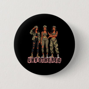 Macaron Rond 5 Cm Femme noire imperturbable Locs Camo Noir Son