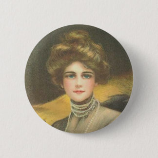 Macaron Rond 5 Cm Femme victorienne sur un bouton