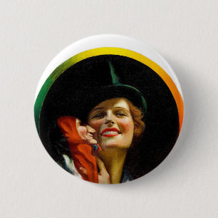 Macaron Rond 5 Cm Femme Vintage Rétro Marionnettiste de Bouffon