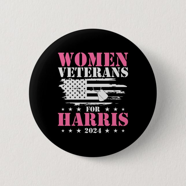 Macaron Rond 5 Cm Femmes Anciens Combattants Pour Harris 2024 (Devant)