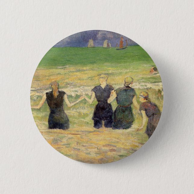 Macaron Rond 5 Cm Femmes baignant Dieppe par Paul Gauguin (Devant)