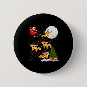 Macaron Rond 5 Cm Femmes Cerf Père Noël Traîneau Volant Drôle Magiqu