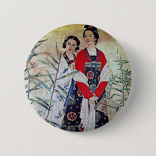 Macaron Rond 5 Cm Femmes d'art vintage chinois de dynastie de Tang