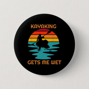 Macaron Rond 5 Cm Femmes en kayak au coucher du soleil me mouille le