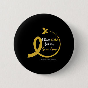 Macaron Rond 5 Cm Femmes Je Porte De L'Or Pour Mon Petit-Fils Cancer