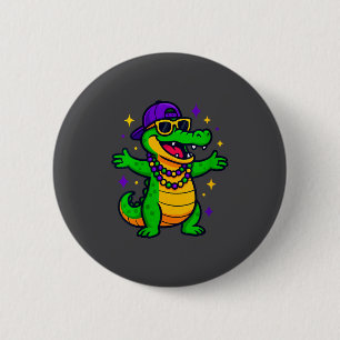 Macaron Rond 5 Cm Femmes Mardi Gras Alligator Nouvelles-Orléans Fête