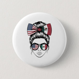 Macaron Rond 5 Cm Femmes Oui Je Suis Tous Les Deux Fier Américain Me