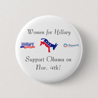 Macaron Rond 5 Cm Femmes pour Hillary, appui Obama