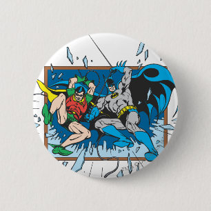 Macaron Rond 5 Cm Fenêtre Batman & Robin Shatter