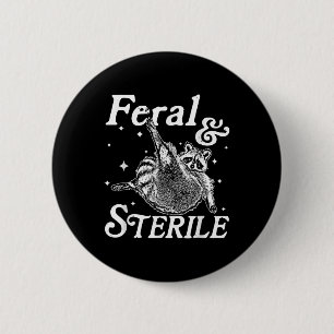 Macaron Rond 5 Cm Feral Et Stérile, Funny Raccoon Meme
