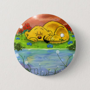 Macaron Rond 5 Cm Ferald Napping Par Le Bouton Des Fleurs De Soleil