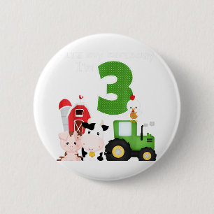 Macaron Rond 5 Cm Ferme Barnyard Animaux Tracteur 3e anniversaire 3 