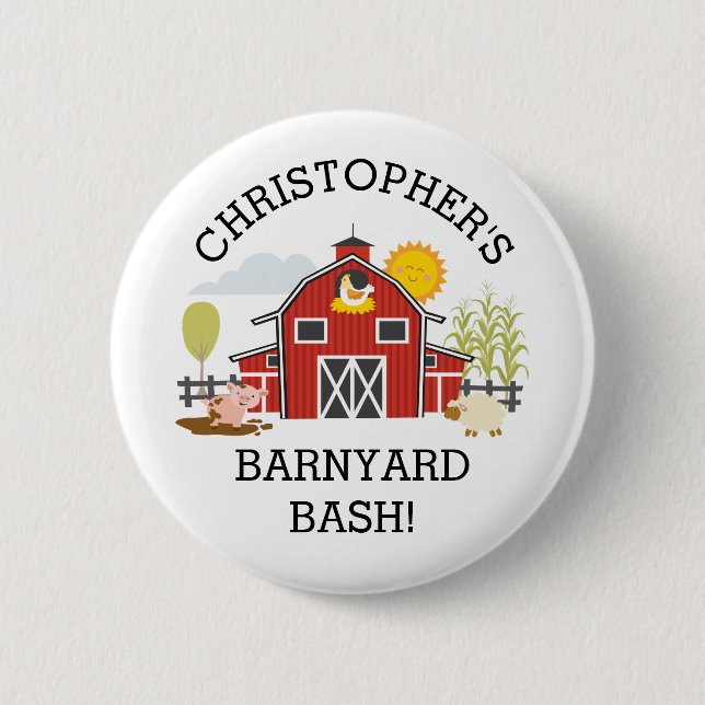 Macaron Rond 5 Cm Ferme Barnyard Anniversaire Old Macdonald Button (Devant)