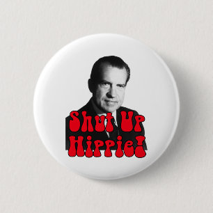 Macaron Rond 5 Cm Fermez la hippie -- Richard Nixon