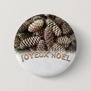 Macaron Rond 5 Cm Festive Holiday Joyeux Noel Pine Cone
