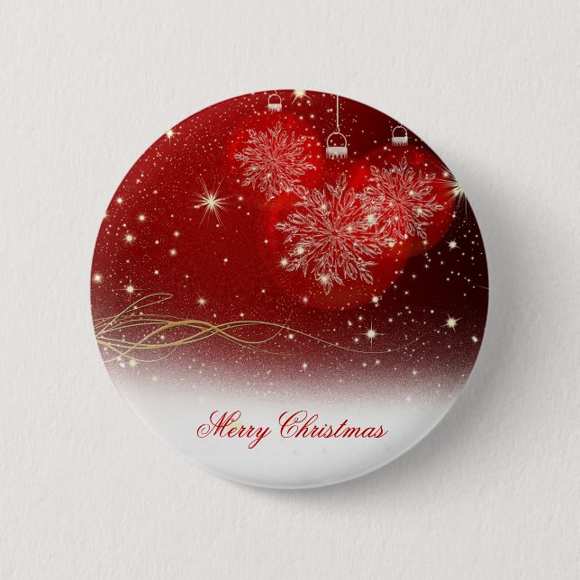 Macaron Rond 5 Cm Festive "Joyeux Noël" flocons de neige ornements (Devant)
