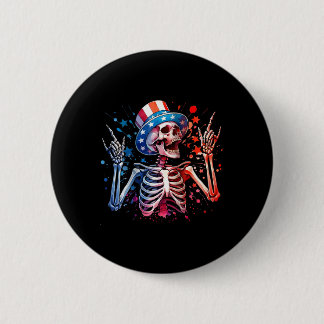 Macaron Rond 5 Cm Fête Aux États-Unis Rock Hand 4 Juillet Drôle Amér
