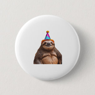 Macaron Rond 5 Cm Fête d'anniversaire Chunky Sloth casquette cadeau
