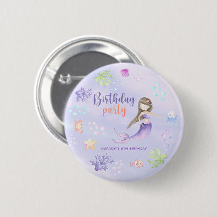 Macaron Rond 5 Cm Fête d'anniversaire de fille sirène